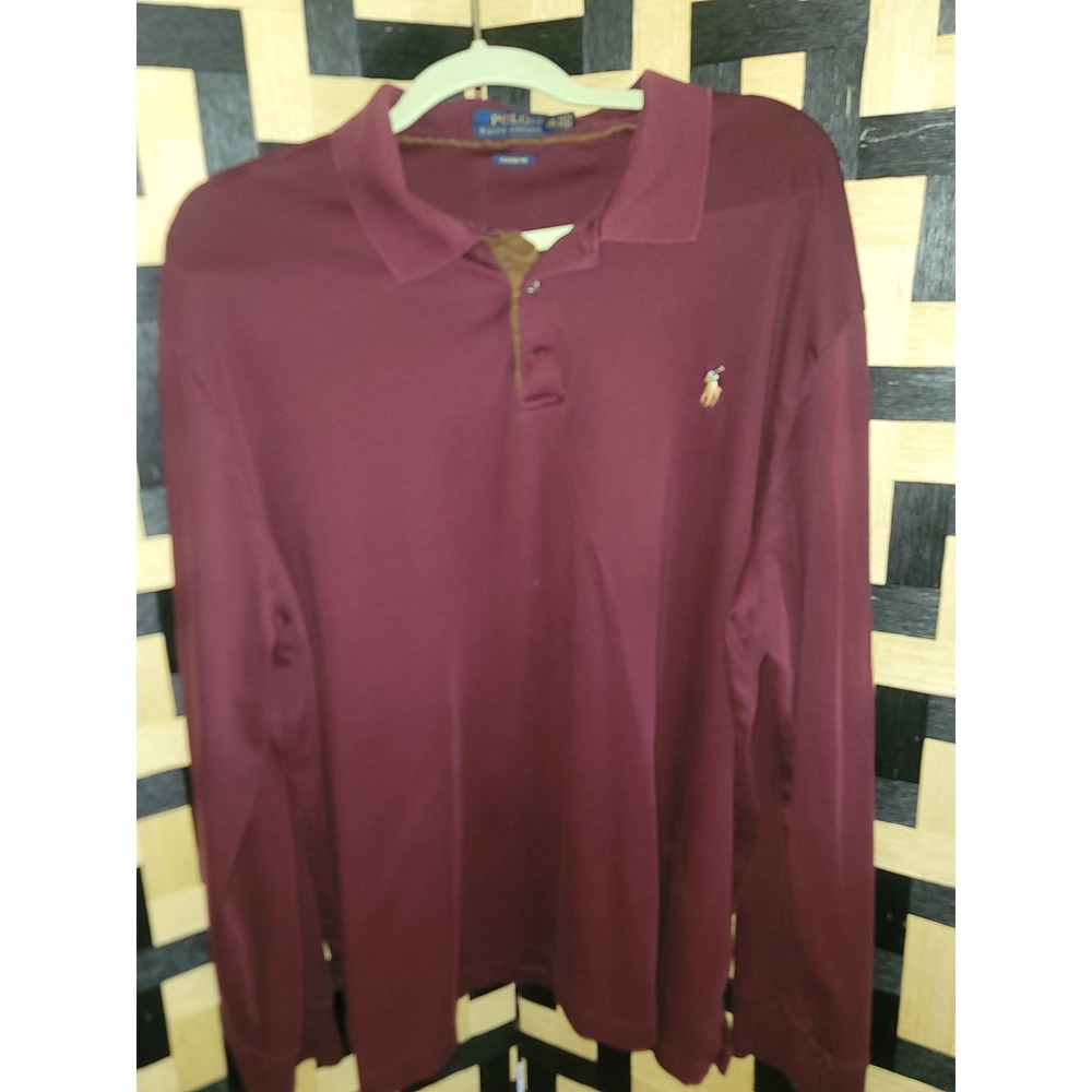 Polo Ralph Lauren Classic‎ Fit Long Sleeve Polo Shirt Burgundy XXL